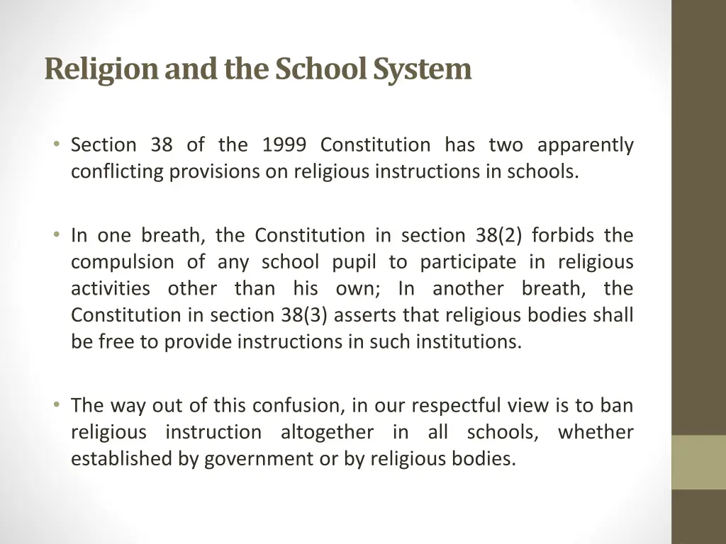 religion and the school system