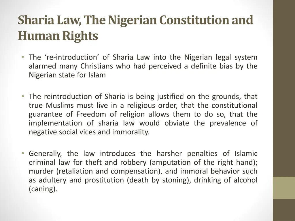 sharia law the nigerian constitution and human