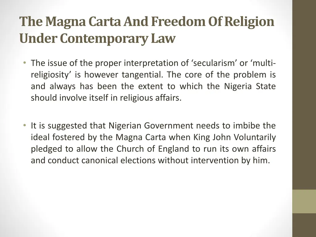 the magna carta and freedom of religion under 1