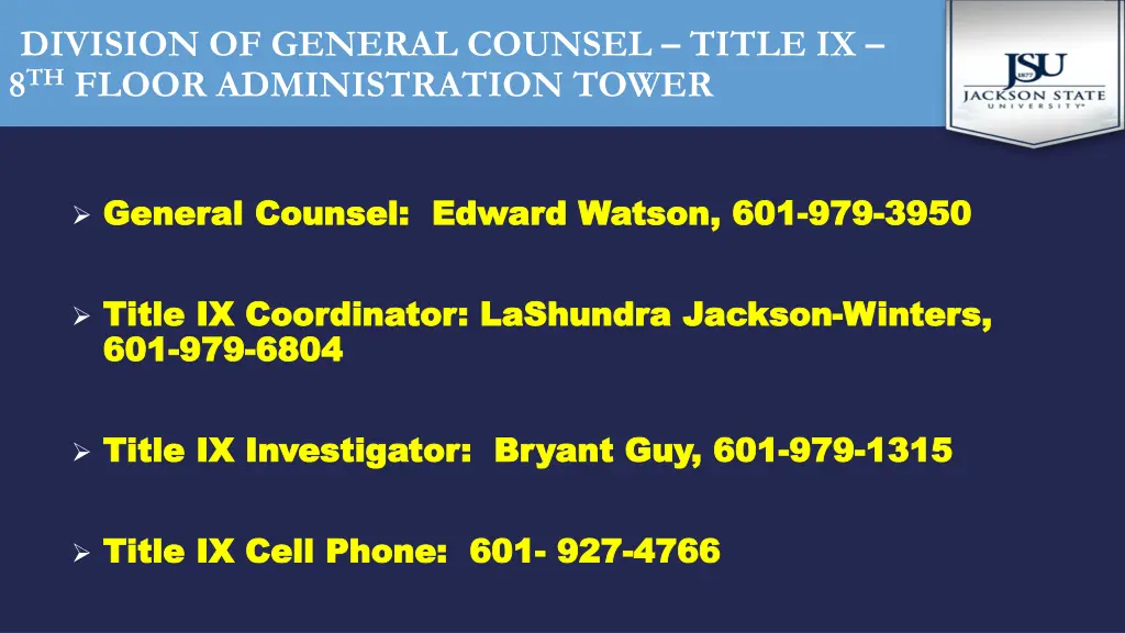 division of general counsel title ix 8 th floor
