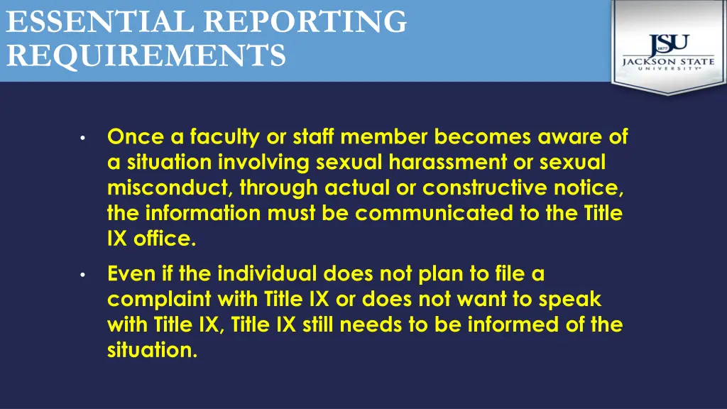 essential reporting requirements