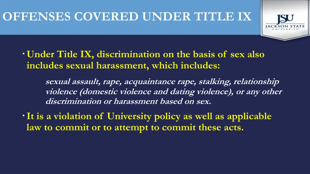 offenses covered under title ix