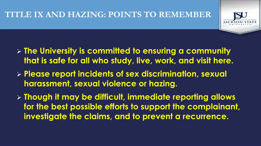 title ix and hazing points to remember
