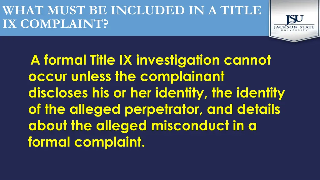 what must be included in a title ix complaint