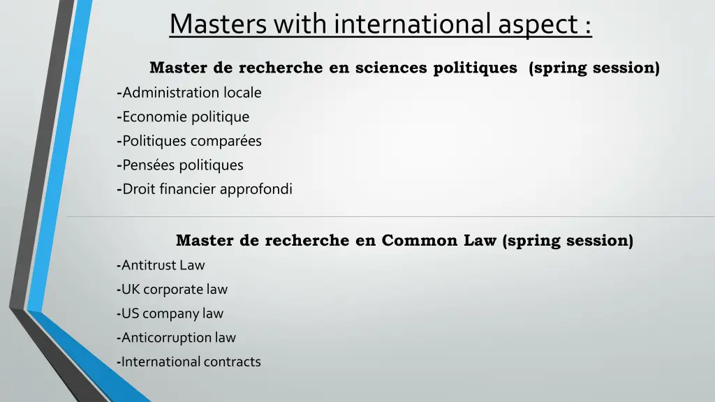 masters with international aspect