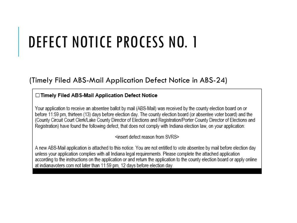 defect notice process no 1