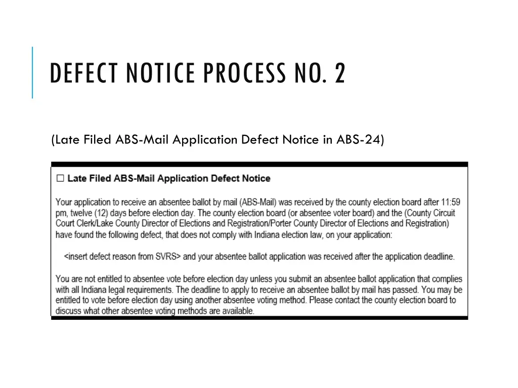 defect notice process no 2