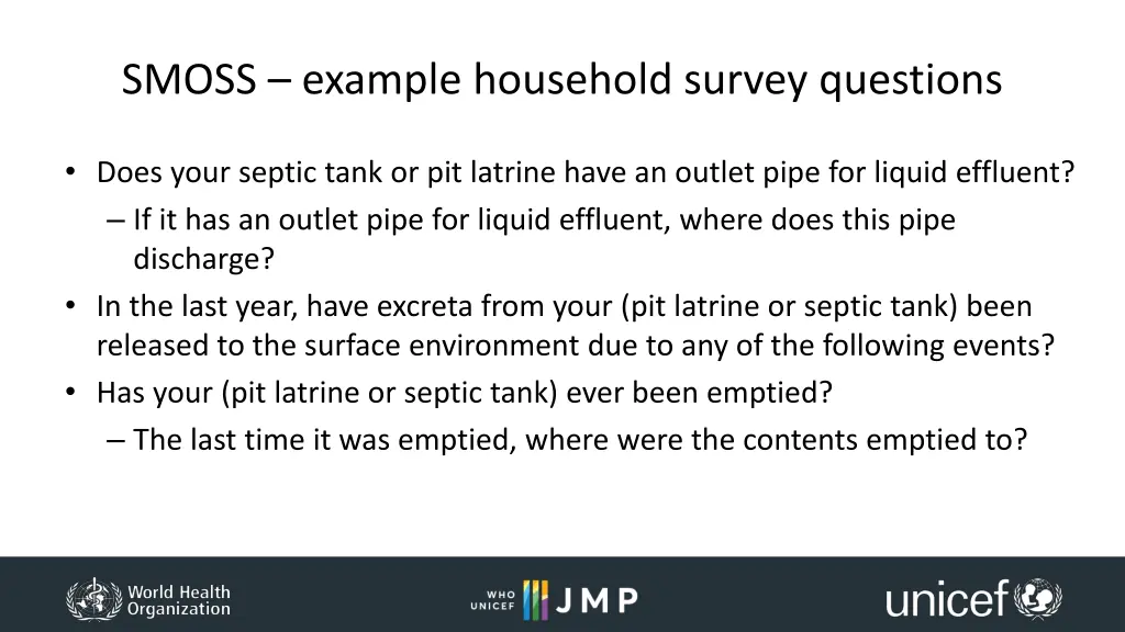 smoss example household survey questions