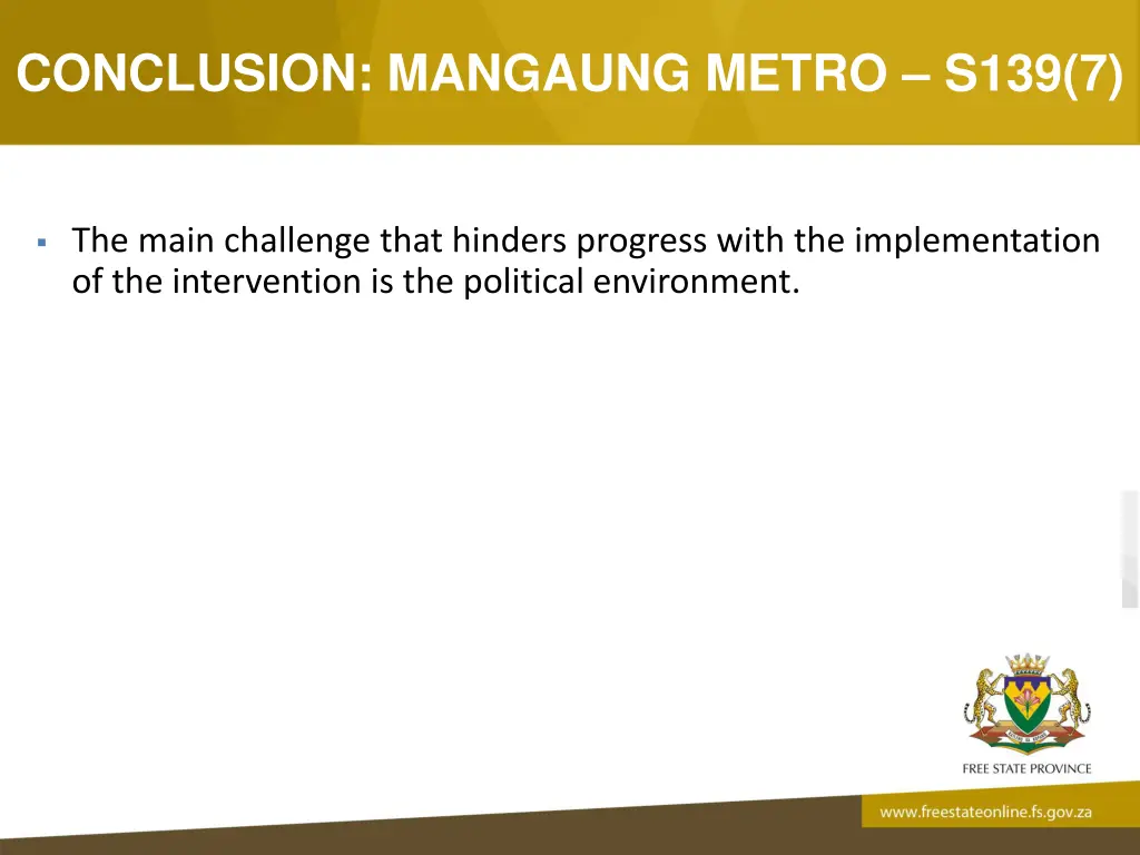 conclusion mangaung metro s139 7