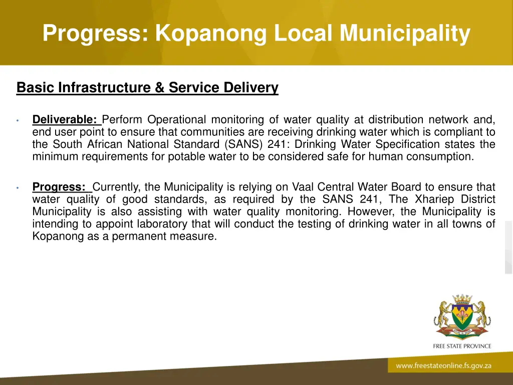 progress kopanong local municipality 1