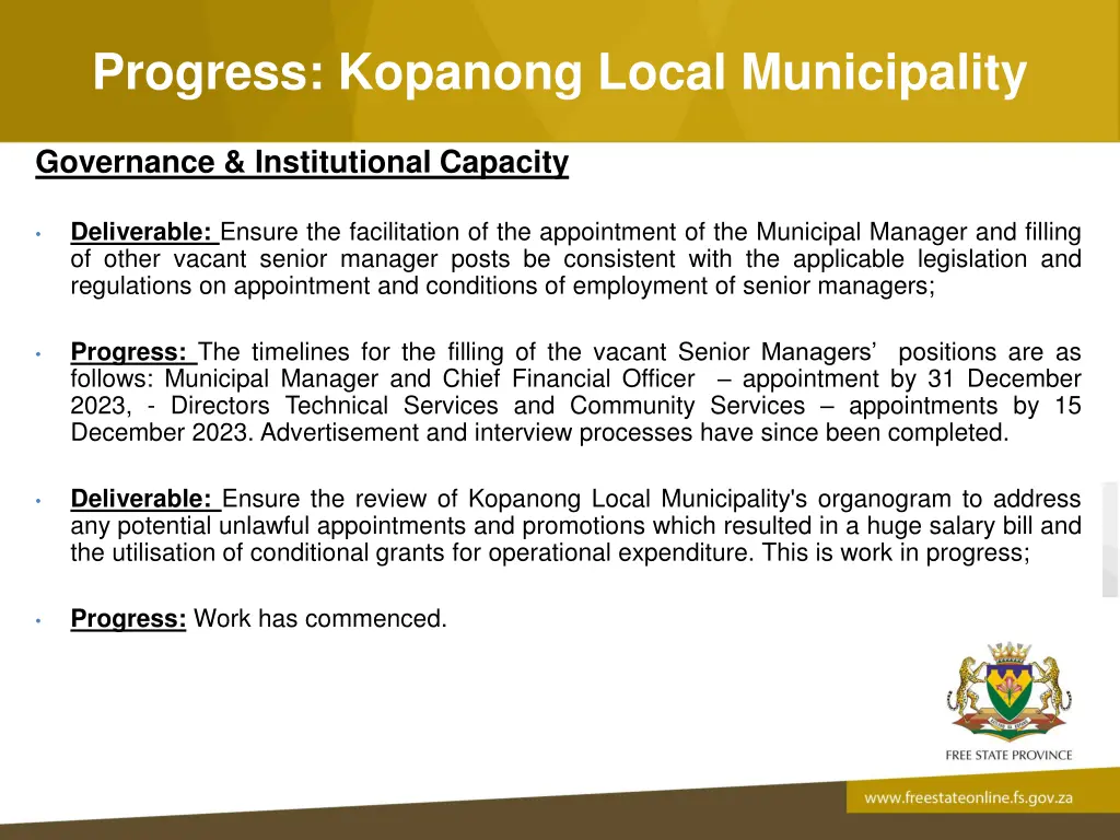 progress kopanong local municipality 5