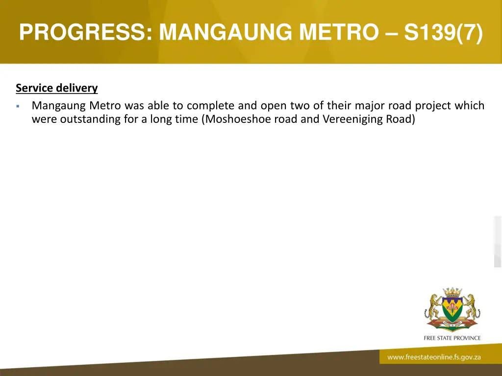 progress mangaung metro s139 7 1