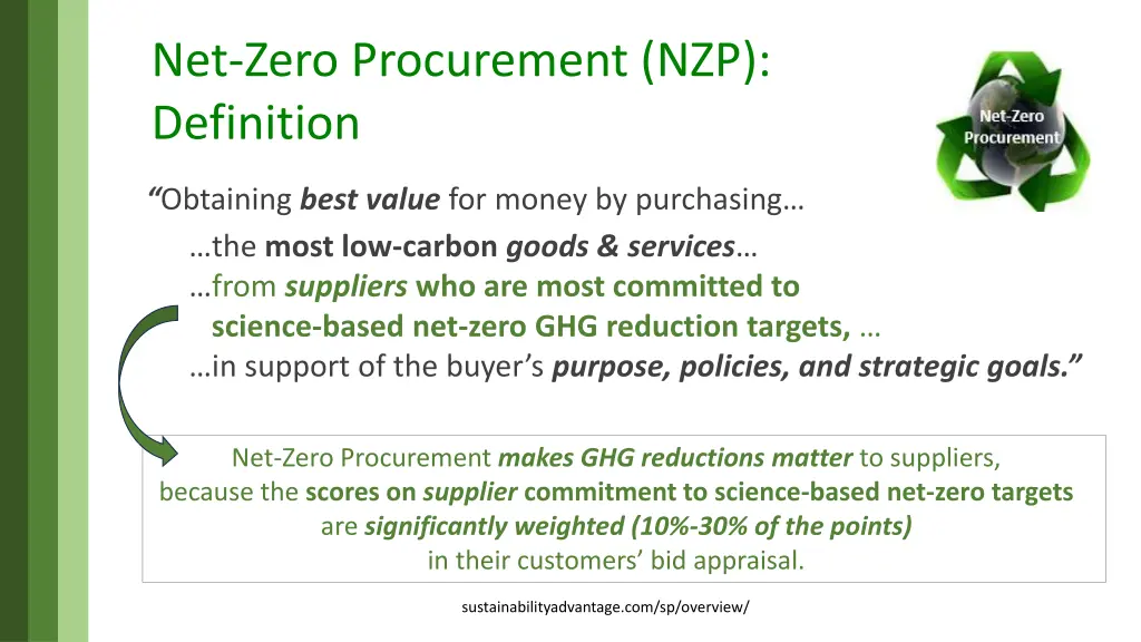 net zero procurement nzp definition
