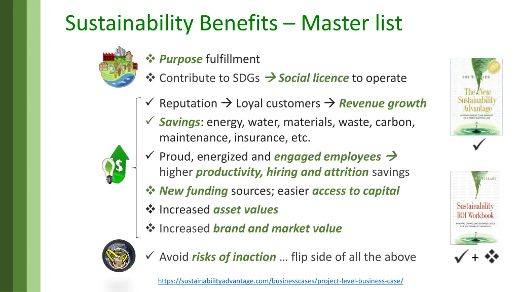 sustainability benefits master list