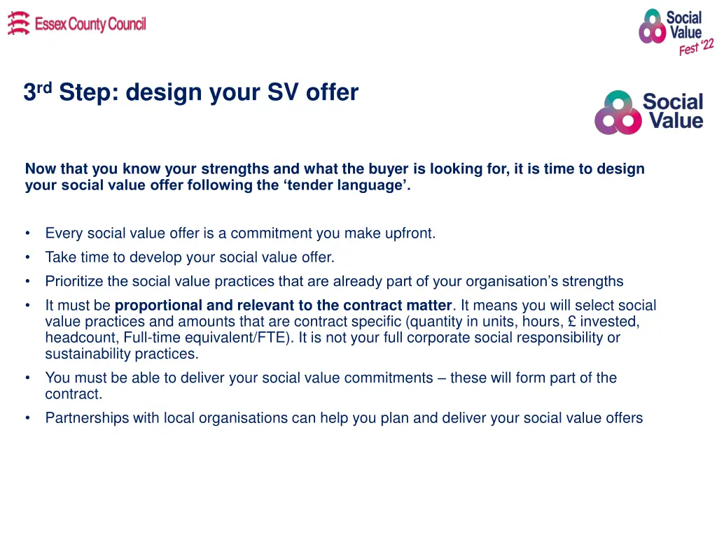 3 rd step design your sv offer