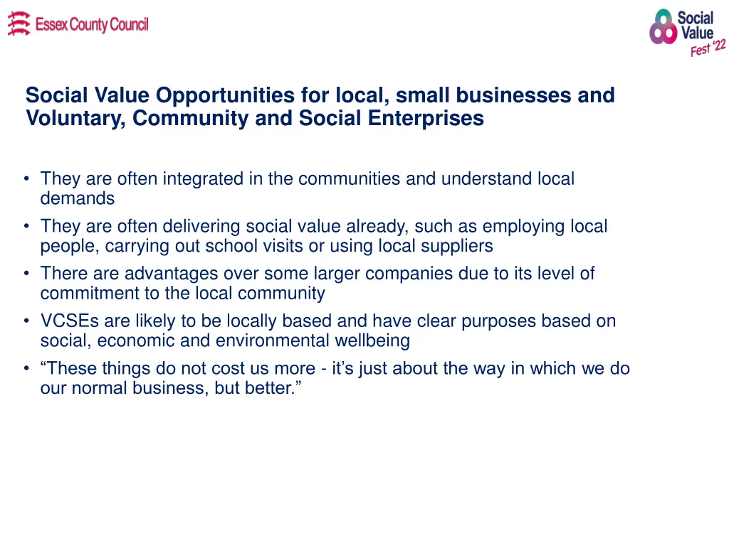 social value opportunities for local small