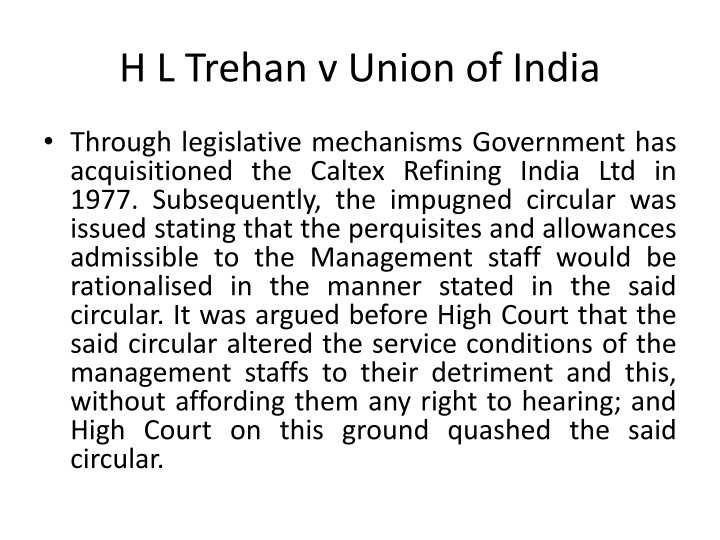 h l trehan v union of india