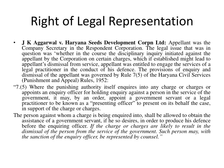 right of legal representation