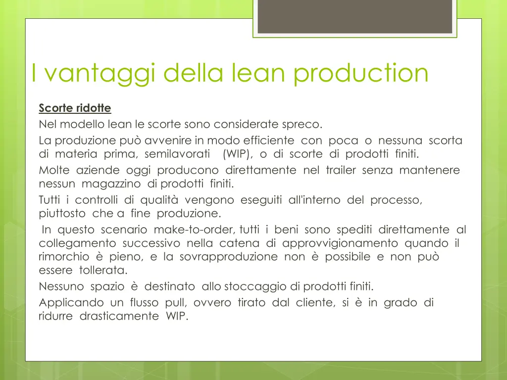 i vantaggi della lean production