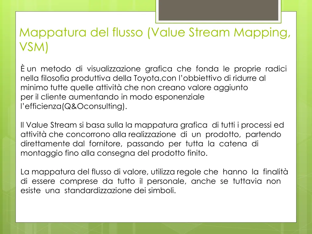 mappatura del flusso value stream mapping vsm