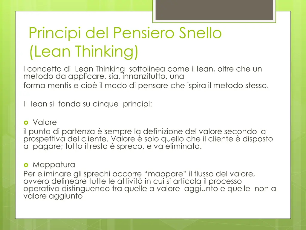 principi del pensiero snello lean thinking