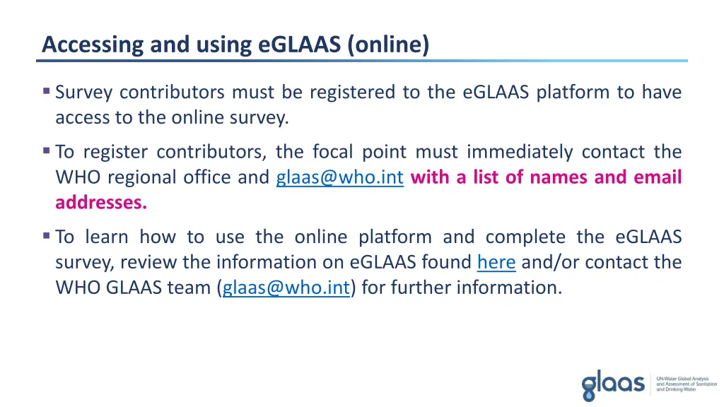 accessing and using eglaas online