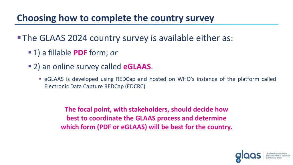 choosing how to complete the country survey 1