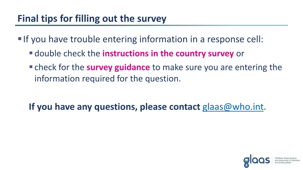 final tips for filling out the survey