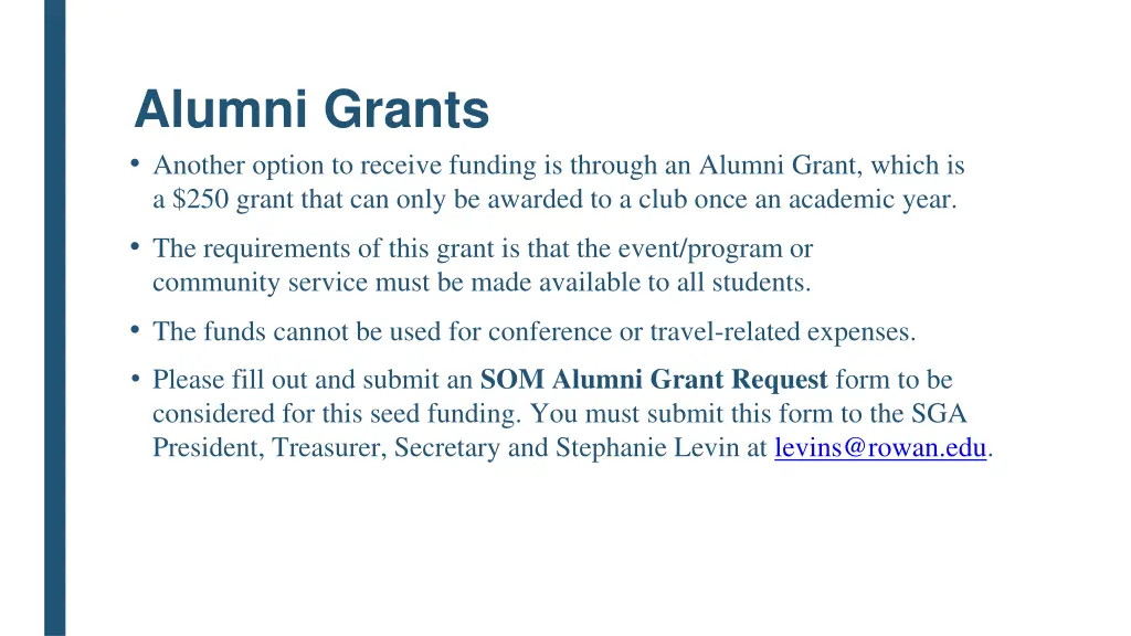 alumni grants another option to receive funding