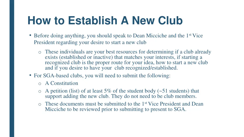 how to establish a new club