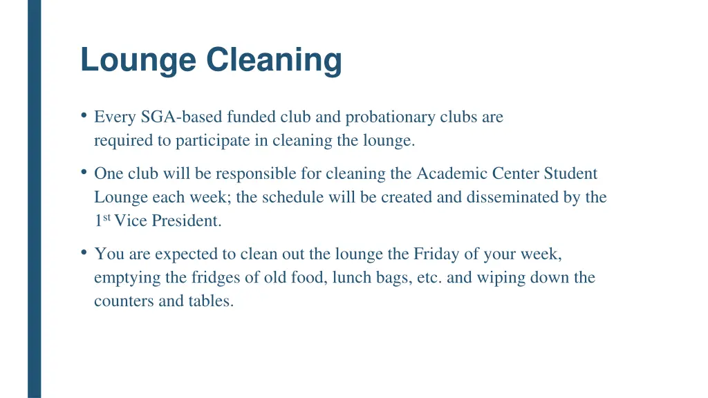 lounge cleaning