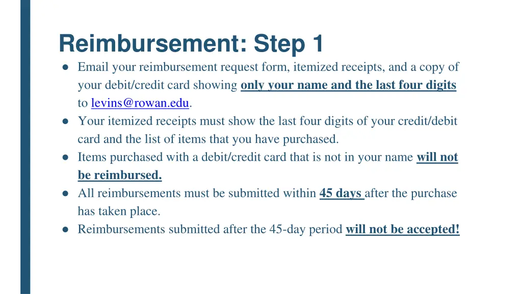 reimbursement step 1 email your reimbursement