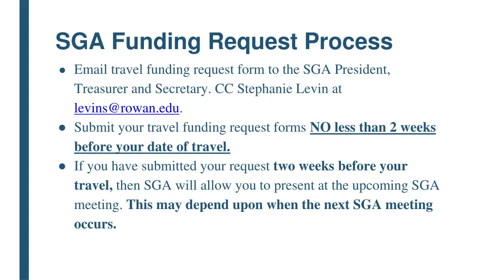 sga funding request process