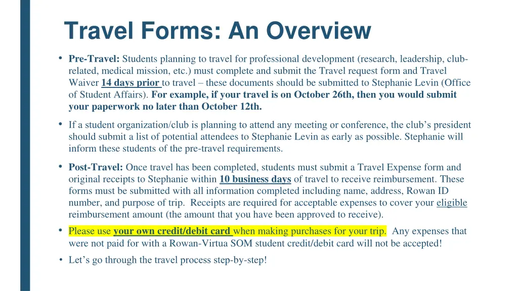 travel forms an overview