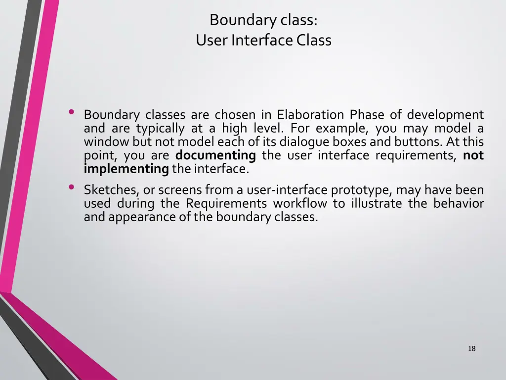 boundary class user interface class