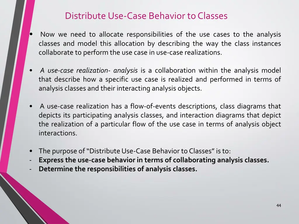distribute use case behavior to classes