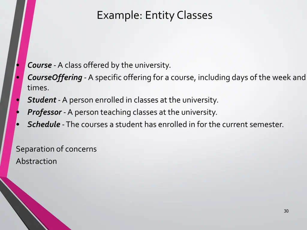 example entity classes