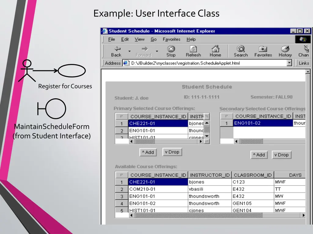 example user interface class