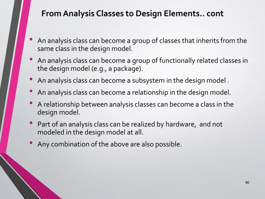 from analysis classes to design elements cont
