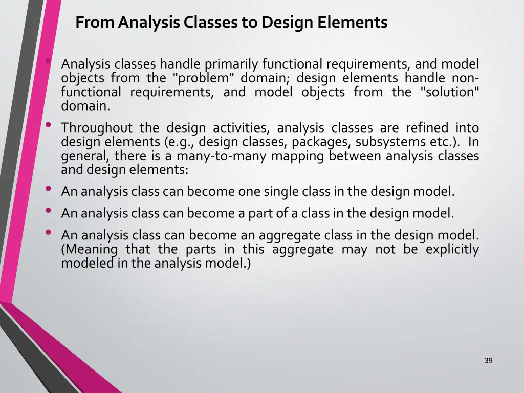 from analysis classes to design elements