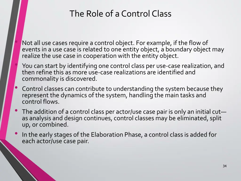 the role of a control class 2