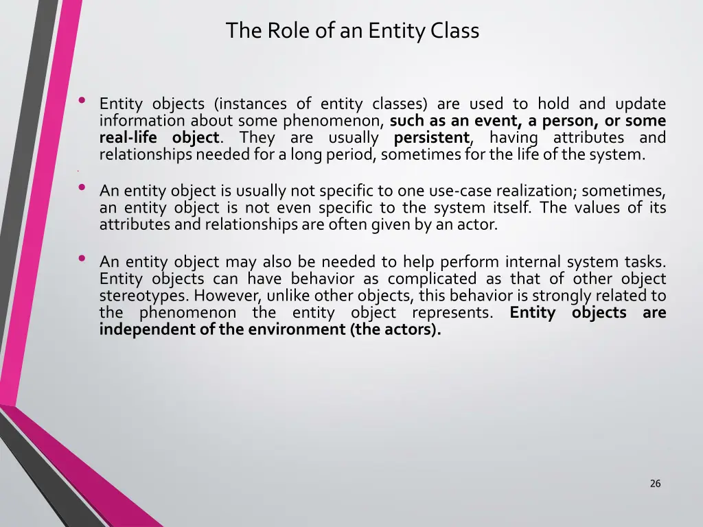 the role of an entity class 1