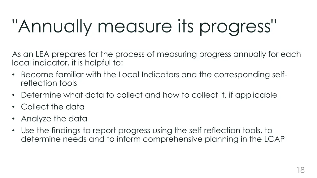 annually measure its progress