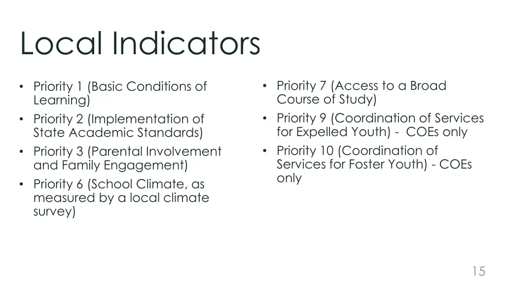 local indicators