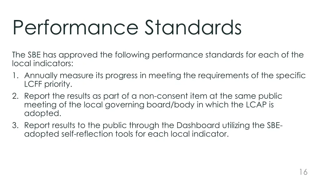 performance standards