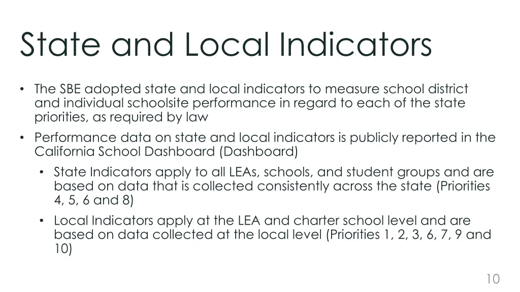 state and local indicators