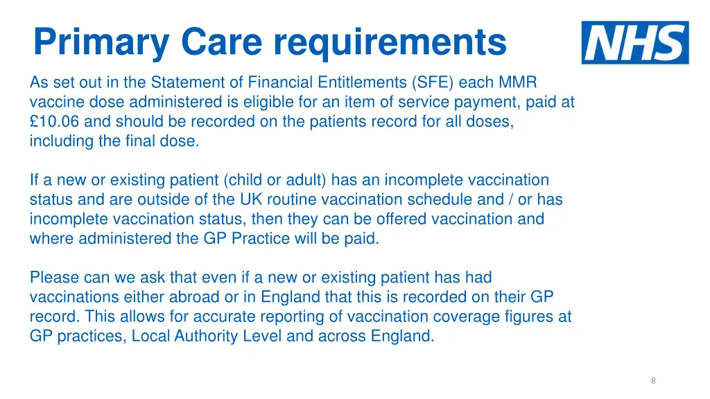 primary care requirements