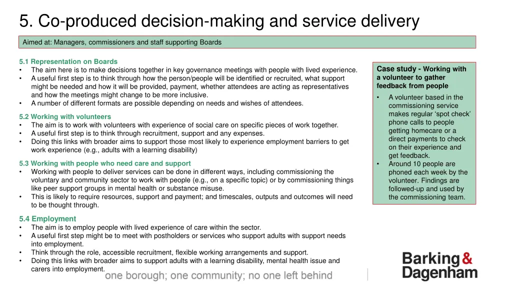 5 co produced decision making and service delivery