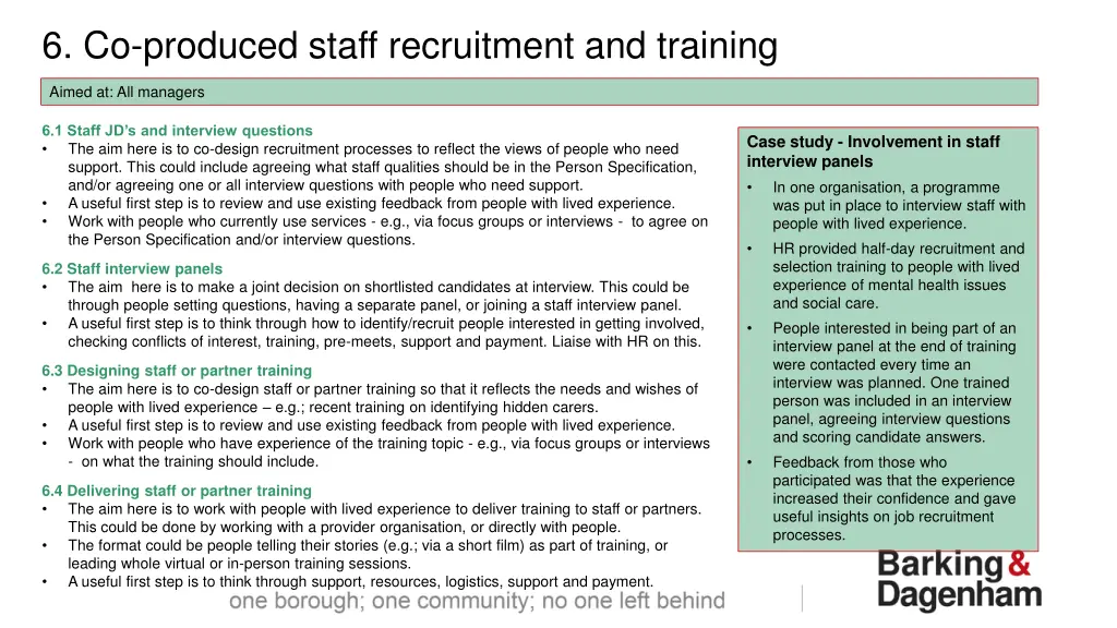 6 co produced staff recruitment and training