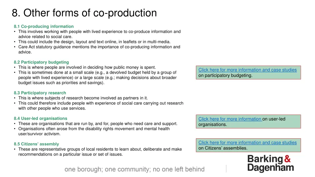 8 other forms of co production